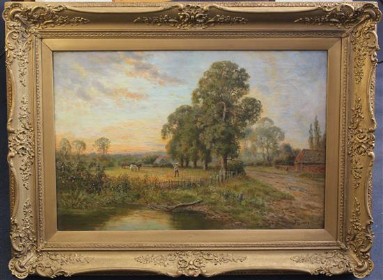 John Bonny (1875-1948) Returning from the fields at sunset, 20 x 30in.